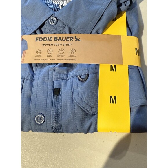 New Eddie Bauer Blue Casual Button Down Shirt Relaxed Fit UPF 50 Men Size M - Picture 9 of 10